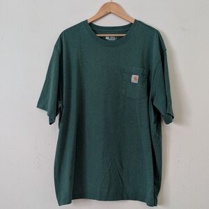Carhartt Men's Short Sleeve Pocket Tee, K87 Loose Fit 2XL Green
